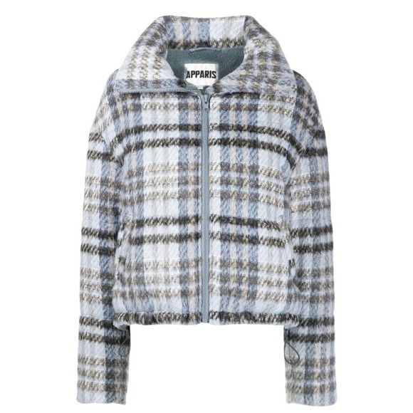 Apparis Jackets & Blazers - Apparis Josh Jacket Large Blue‎ Gray Plaid Puffer Faux Fur Lined Outdoor NEW